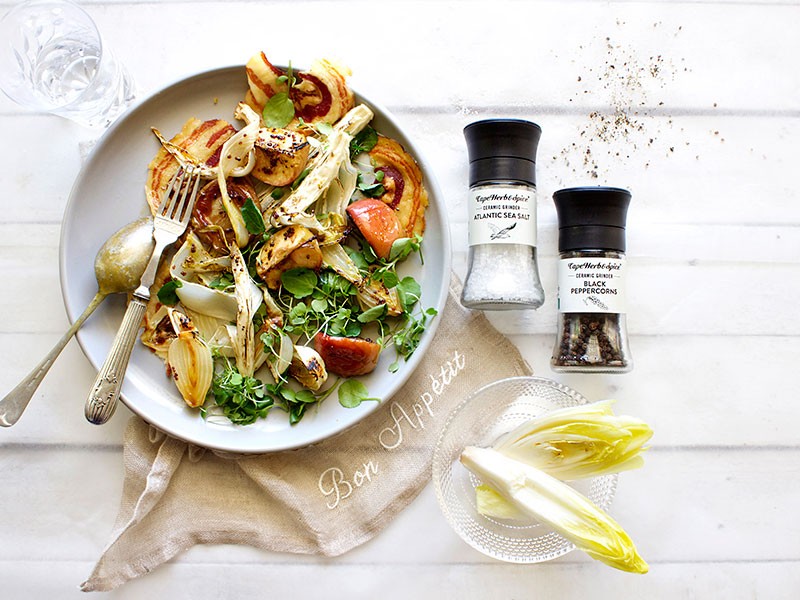 ROASTED WITLOF WITH APPLES, SHALLOTS & PANCETTA