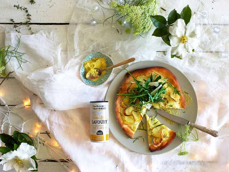 SAVOURY PIZZA WITH ROCKET & PECORINO