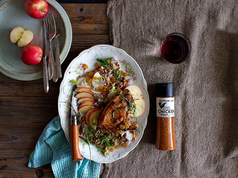 SWEET 'N STICKY PORK CHOPS WITH SPELT & BARLEY SALAD