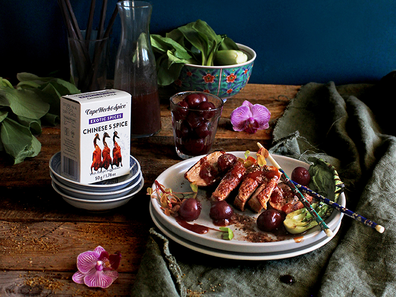 ASIAN INSPIRED DUCK WITH 5-SPICE & ROASTED CHERRY SAUCE