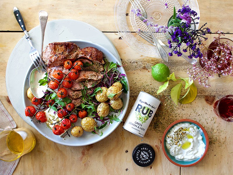 GREEK LEMON AND HERB ROAST LAMB PLATTER