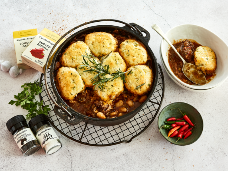 OXTAIL POTJIE WITH HERBED DOMBOLO