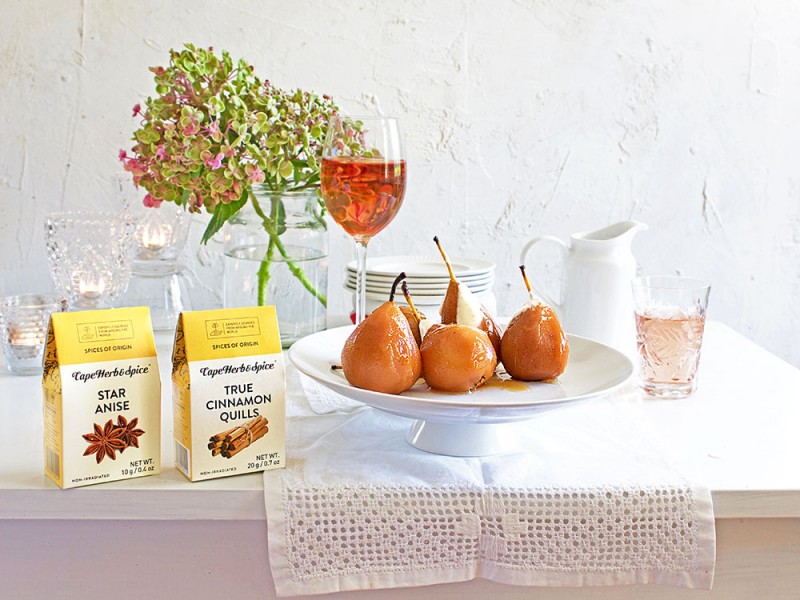TEA SPICED PEARS WITH BRANDY CREAM