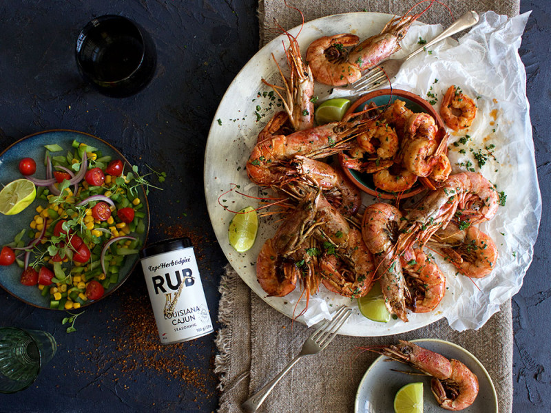 CAJUN PRAWNS TWO WAYS PLUS A SOUTHERN-INSPIRED CORN SALAD