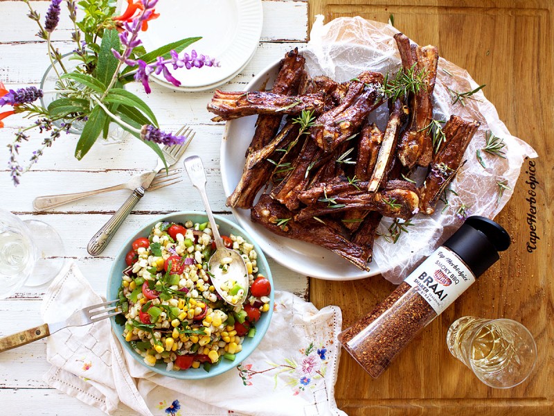 LAMB RIBS ON THE BRAAI WITH WARM SUMP SALAD