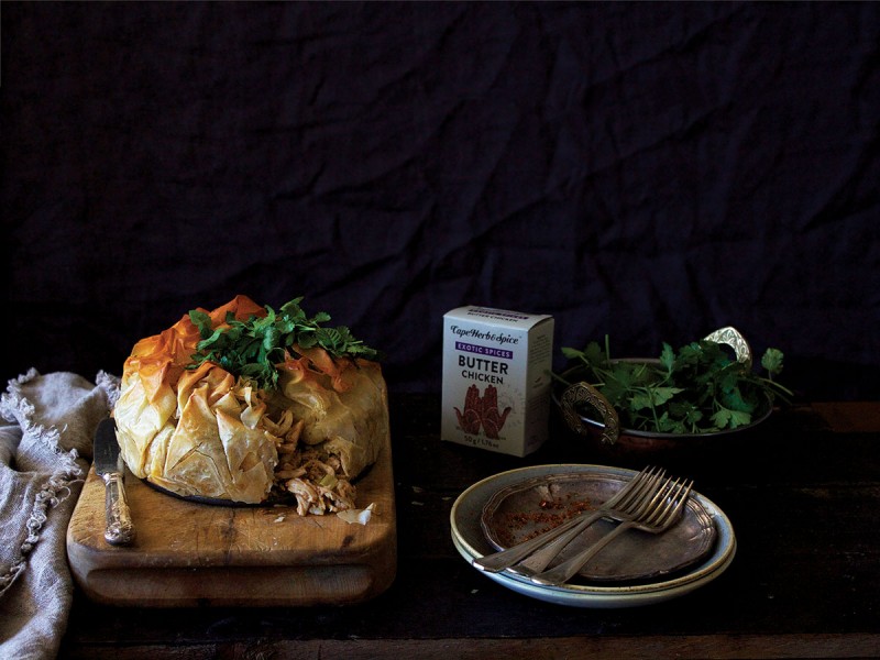 ROAST BUTTER CHICKEN PHYLLO PIE