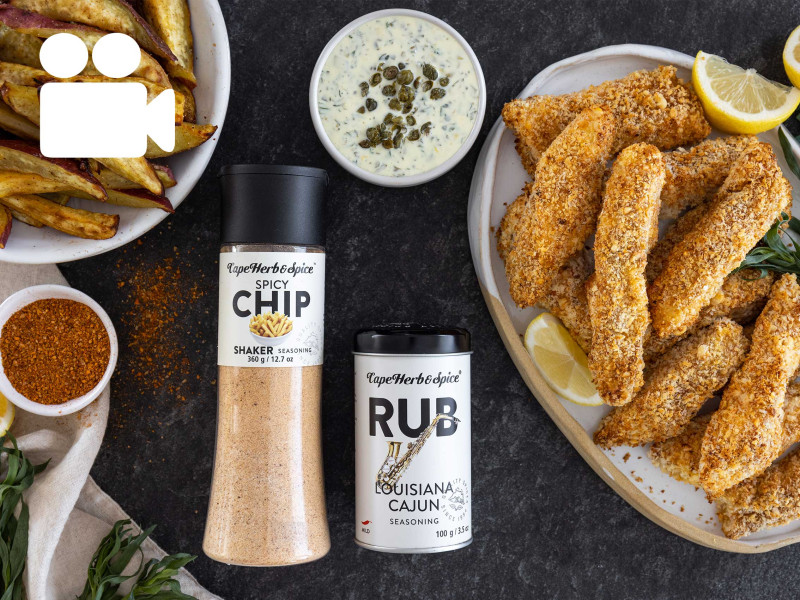 AIR-FRIED KINGKLIP BITES WITH TARTAR SAUCE & SWEET POTATO FRIES