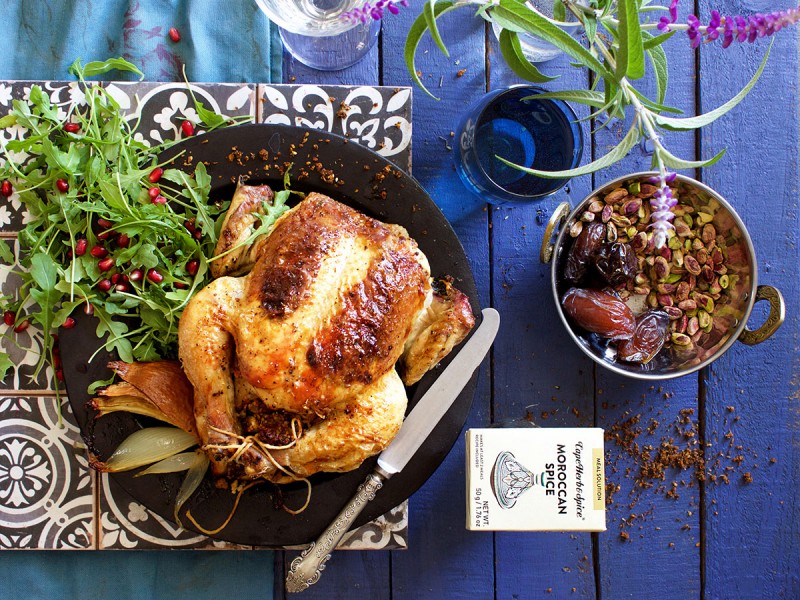 COUSCOUS-STUFFED MOROCCAN ROAST CHICKEN