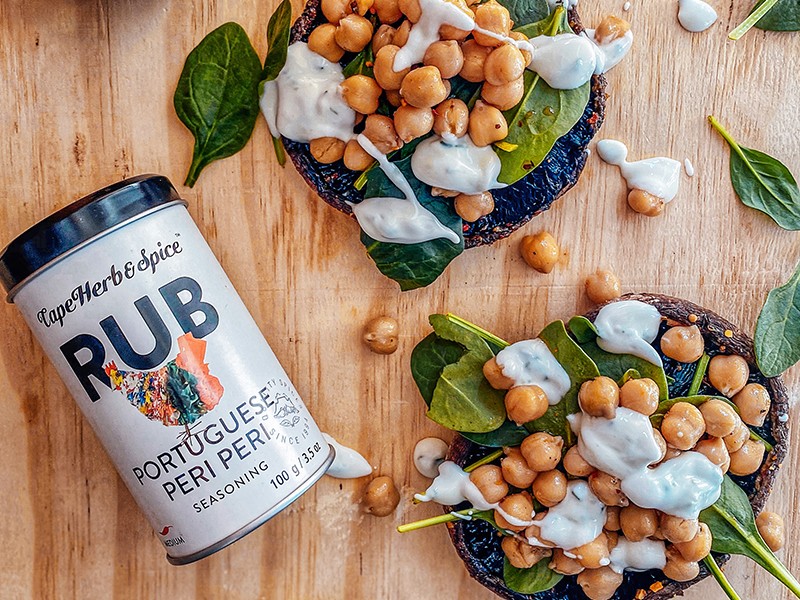 GRILLED MUSHROOMS WITH CHICKPEA SALAD