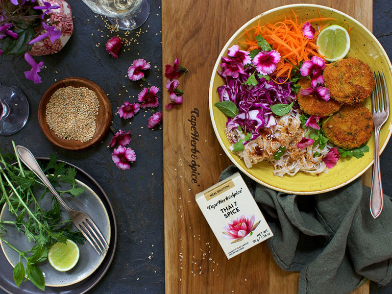 THAI FISH CAKE BOWL WITH LIME SWEET CHILLI SAUCE